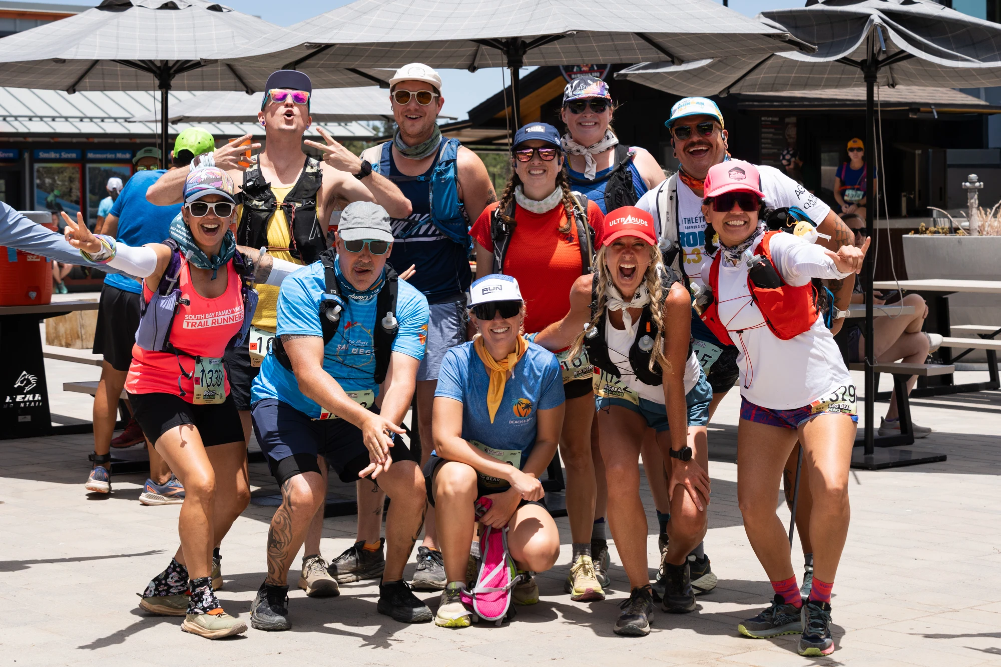 TransRockies runners gather for a group portrait after a stage.